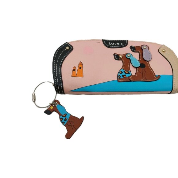 Love's Wallet Puppy Dog Design Faux Leather Wallet Pink Blue Brown READ - Picture 1 of 8